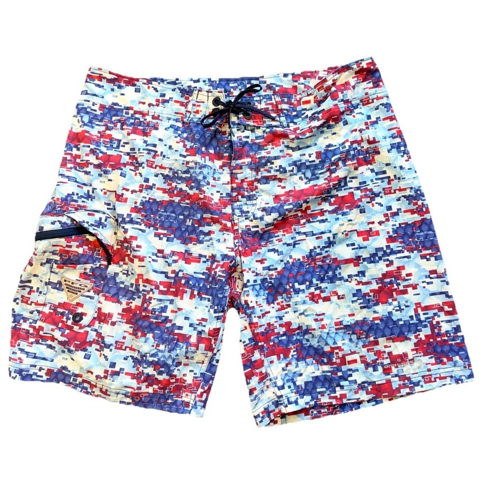 Columbia PFG Omnishield Board Shorts America USA Camo Bottle Opener Swim Mens 38